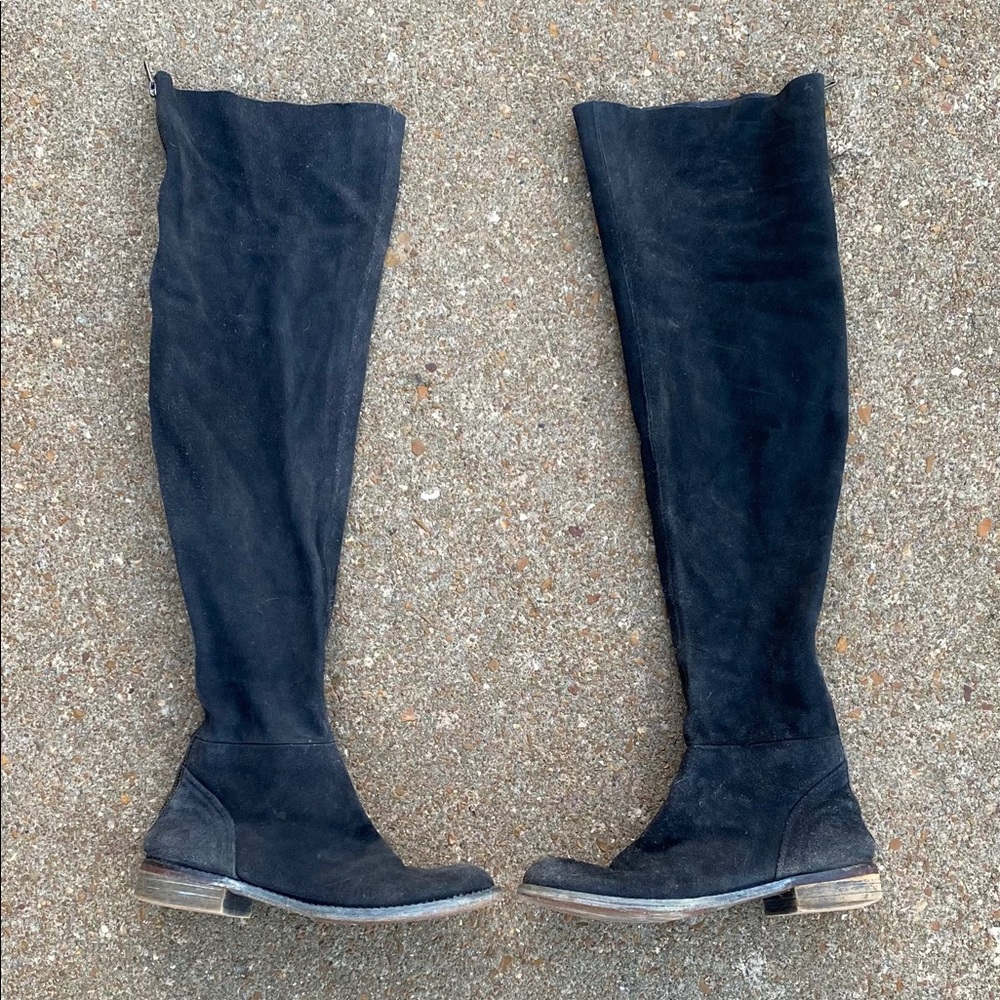 Free People genuine leather thigh high boots